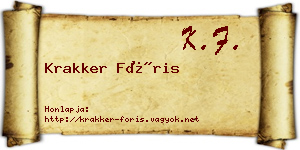 Krakker Fóris névjegykártya